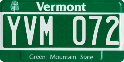 VT license plate YVM072