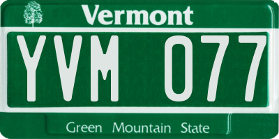 VT license plate YVM077