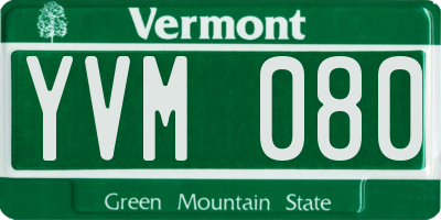 VT license plate YVM080
