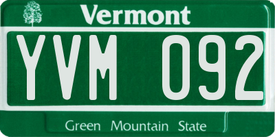 VT license plate YVM092