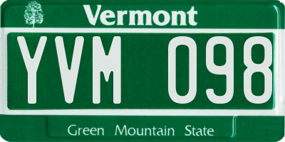 VT license plate YVM098
