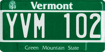 VT license plate YVM102