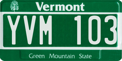 VT license plate YVM103