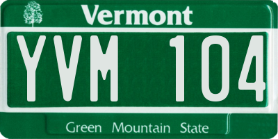 VT license plate YVM104