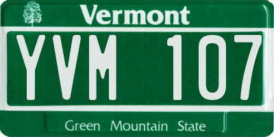 VT license plate YVM107
