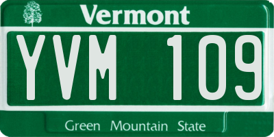 VT license plate YVM109