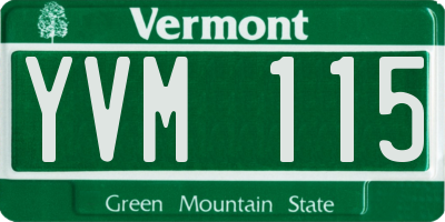 VT license plate YVM115