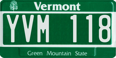 VT license plate YVM118