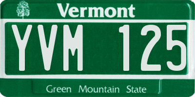 VT license plate YVM125