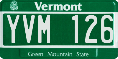 VT license plate YVM126