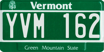 VT license plate YVM162
