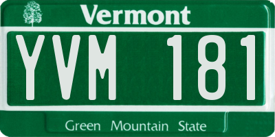 VT license plate YVM181