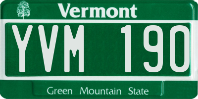VT license plate YVM190