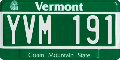VT license plate YVM191