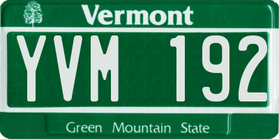 VT license plate YVM192