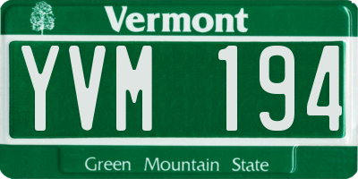 VT license plate YVM194