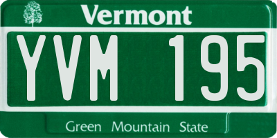 VT license plate YVM195