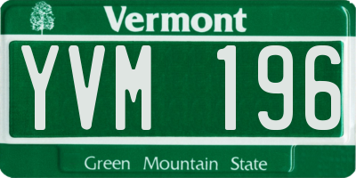 VT license plate YVM196