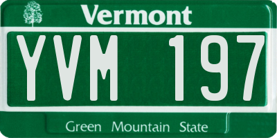 VT license plate YVM197