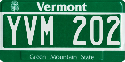 VT license plate YVM202