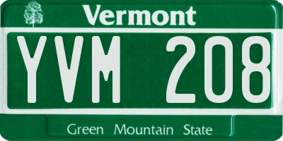 VT license plate YVM208