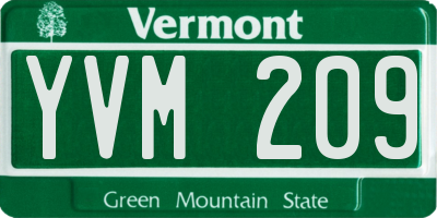 VT license plate YVM209