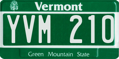 VT license plate YVM210