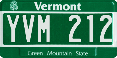 VT license plate YVM212