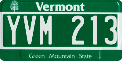 VT license plate YVM213