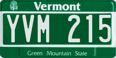 VT license plate YVM215