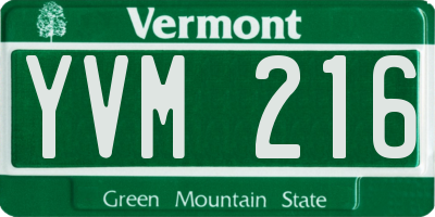 VT license plate YVM216