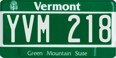 VT license plate YVM218