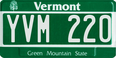 VT license plate YVM220