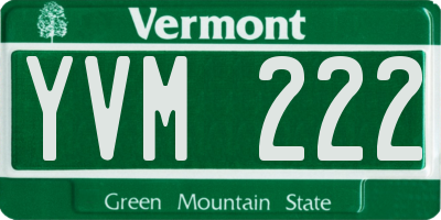 VT license plate YVM222