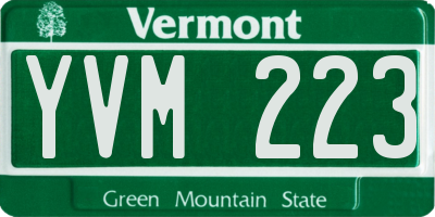 VT license plate YVM223