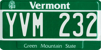 VT license plate YVM232