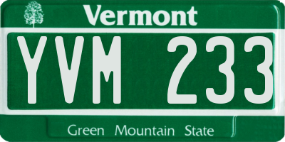 VT license plate YVM233