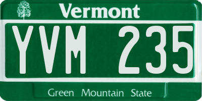 VT license plate YVM235