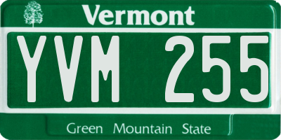 VT license plate YVM255