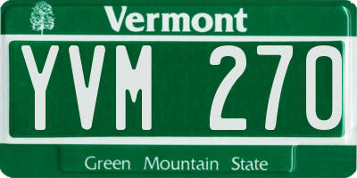 VT license plate YVM270
