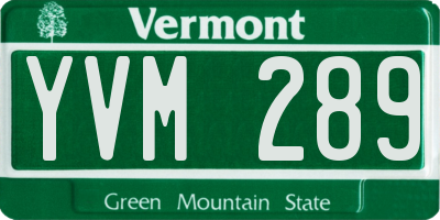 VT license plate YVM289