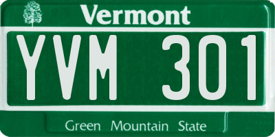 VT license plate YVM301