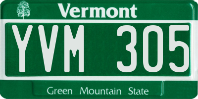 VT license plate YVM305