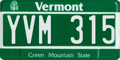 VT license plate YVM315