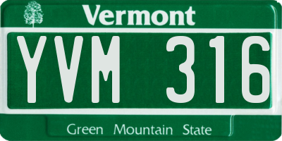 VT license plate YVM316