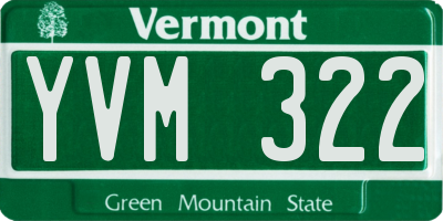 VT license plate YVM322