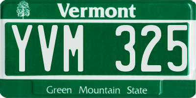 VT license plate YVM325
