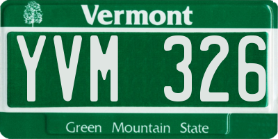 VT license plate YVM326