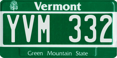VT license plate YVM332