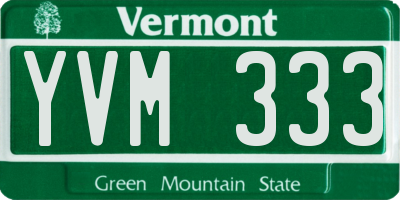 VT license plate YVM333